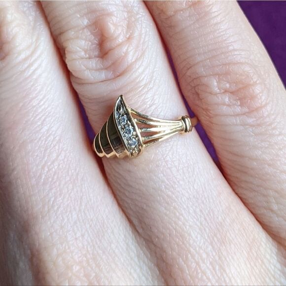 asymmetrical vintage 14k gold ring - Picture 5 of 7